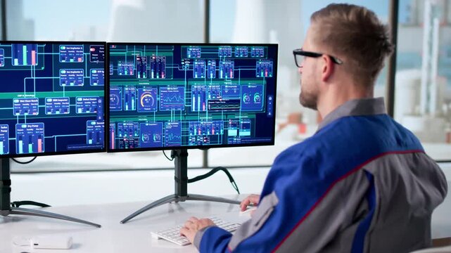 Modern Engineer Controls Nuclear Power Plant