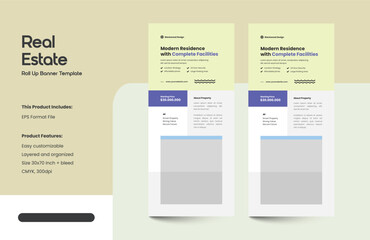 Obraz premium Modern Real Estate Roll up Banner Design Template