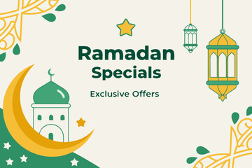 Ramadan specials exclusive offers and discounts for the holy month isolated on transparent background, isolated on white background, Vector