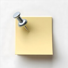 3D sticky note with pin white background