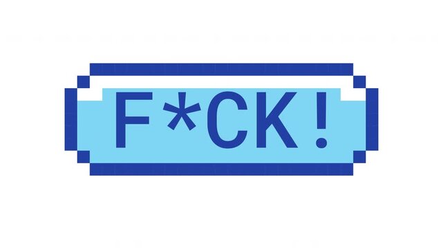 FCK retro pixel button animation. Censored swear. Expletive communication. Frustration rage. Online outburst. Animated 8-bit arcade-style CTA overlay. Classic game-inspired UI call-to-action