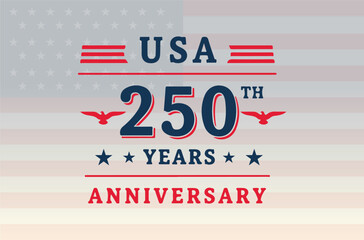 USA 250 Years Typography Anniversary Banner Badge