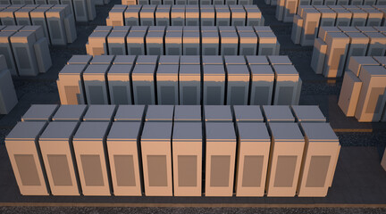 Obraz na płótnie Canvas Battery Energy Storage System. Top view. 3D render.