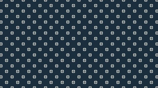 4K video animation symmetric white seamless pattern ornamental decorative with blue black background, repeated motif video, animated footage