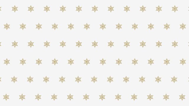 4K video animation symmetric mini gold flower pattern ornamental decorative of Japanese with white background, repeated motif video, animated footage