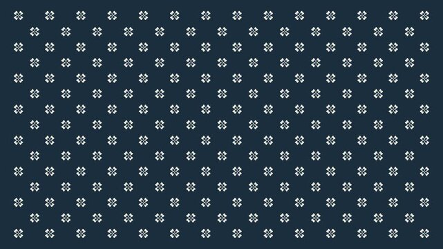 4K video animation symmetric ornamental white seamless pattern ornamental decorative with blue black background, repeated motif video, animated footage