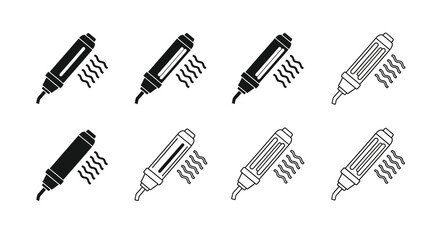 Line art illustration of various marker pen styles and orientations