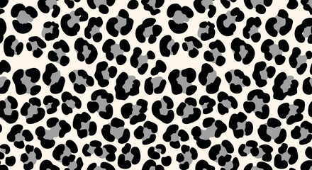 A seamless pattern of stylized leopard or jaguar spots in grayscale. © Rena