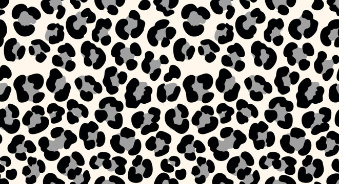 A seamless pattern of stylized leopard or jaguar spots in grayscale.