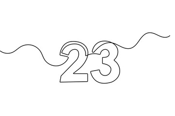 Obraz premium Number continuous one line drawing and minimalist style isolate outline vector illustration