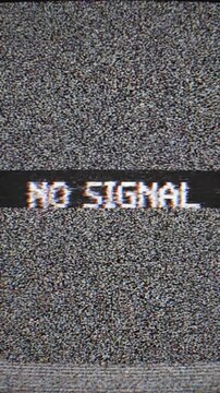 Static-filled television screen displaying the message "NO SIGNAL