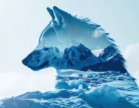 Arctic wolf profile landscape