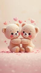 Two Kawaii Bears in Love