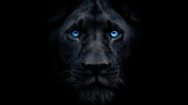 Black lion close up portrait