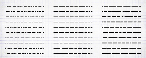 Straight dash line set. Pencil borders design