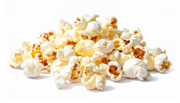 A pile of popcorn on a white background 897