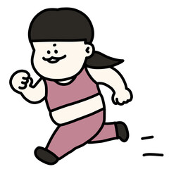 Obraz premium ポジティブにランニングを楽しむぽっちゃりした女性 ジョギング 減量 成功 背景透過