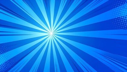 Abstract blue background with comic-style radial beams and halftone