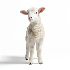 Obraz premium A white lamb standing on a plain background