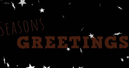 Naklejka premium Displaying bold brown GREETINGS spanning center of black banner, showing cropped SEASONS and stars