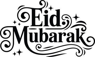 Islamic Festival Typography Icons &ndash; Eid Mubarak Decorative Line Art