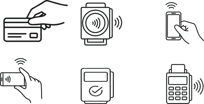 Tap to pay with credit card near pos machine contactless mobile payment transaction