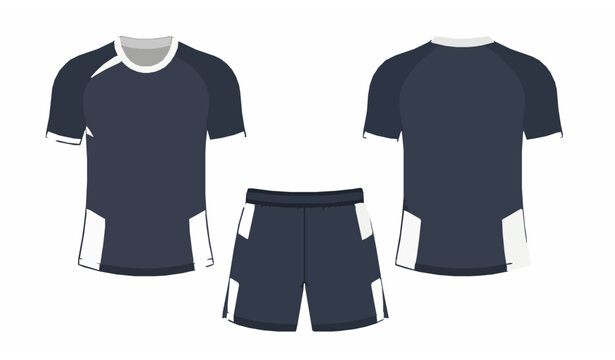 Sports kit jersey and shorts mockup vector illustration flat uniform design isolated on transparent background