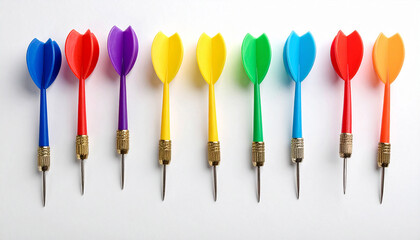 Dart of different colors for playing darts set vector illustration on white background

