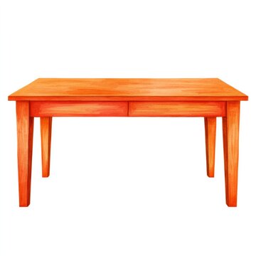 Watercolor cartoon clipart of wooden table on white background for artistic design