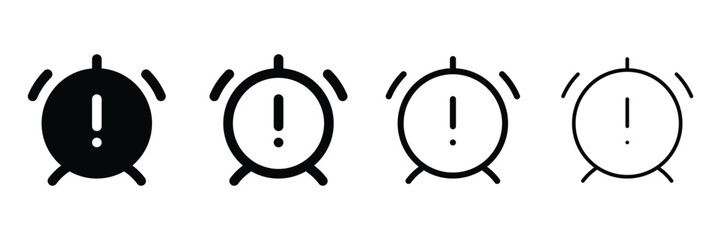 Set of Alarm with exclamation sign icon collection.