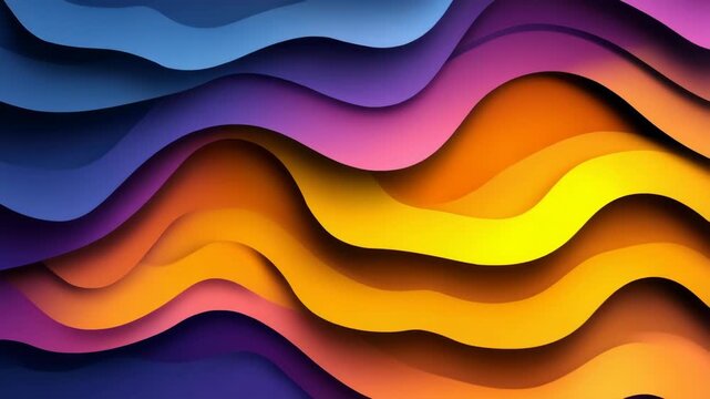 Abstract layered wave background with a vibrant gradient of warm and cool tones creating depth