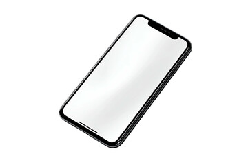 Angled, modern smartphone with a blank, bright screen against a black background (2)
