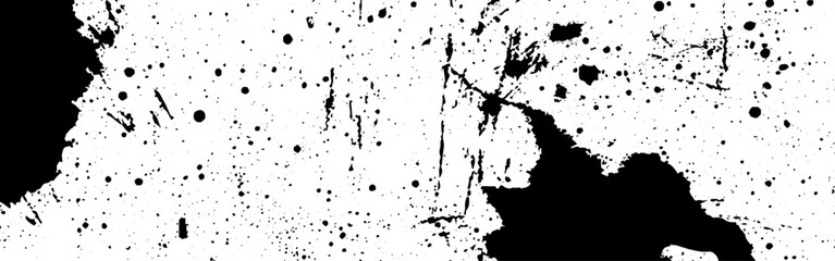 Grunge Ink Splatter Texture Background, Distressed Black and White Abstract Noise Overlay with Scratches, Dust and Paint Stains for Posters, Banners and Design	