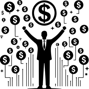 Person Holding Dollar Symbol Silhouette Representing Finance Wealth And Economy