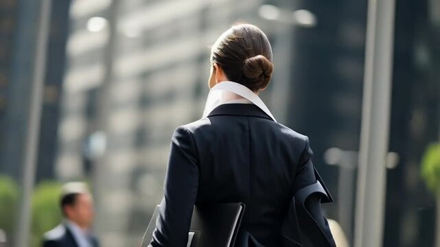 Confident Businesswoman Walking in City Street.