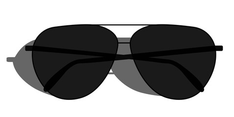 Black sunglasses isolated. Illustration of black transparent sunglasses with shadows