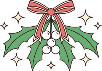 Fototapeta premium Christmas Mistletoe Design Illustration. Holiday Mistletoe Decoration Design. Winter Mistletoe Branch Design. Festive Mistletoe Design for Christmas. Mistletoe Plant Design for Holiday Decor
