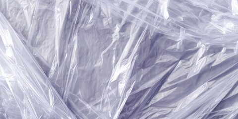 Crumpled transparent plastic texture background in soft light