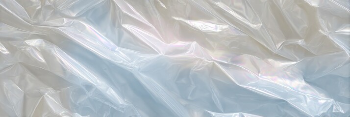Obraz premium Translucent crinkled plastic texture with iridescent highlights
