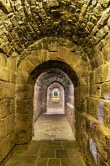 Interior of the ancient romanesque crypt of the Monastery of San Salvador of Leyre at Yesa, Navarre, Spain
