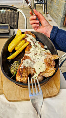 Local food in a restaurant in Ochagavia, Huesca province, Aragon in Spain.