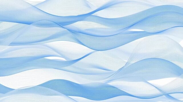 Abstract blue waves, light and airy, formed from fine lines