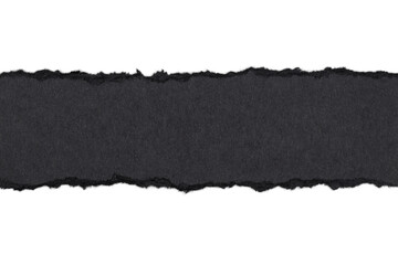 Black Ripped Torn Paper Isolated on White and Png Transparent Background
