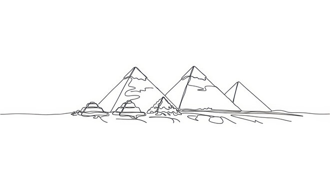 Egyptian Pyramids Line Art Illustration