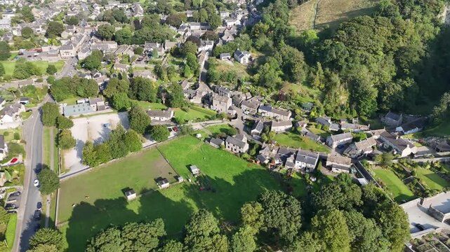 Aerial Drone Footage of Castleton Village, hope valley, UK