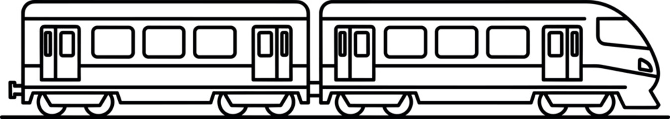 Modern passenger commuter train icon with two cars for urban transit railway transportation and public travel design vector. © Lunavera art