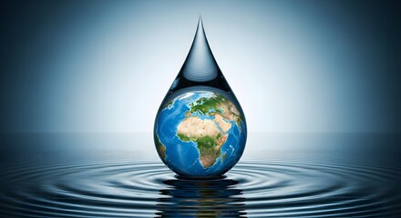 Obraz premium Earth encapsulated in a water droplet
