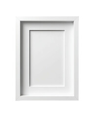An empty, white rectangular picture frame, matted, isolated on a black background