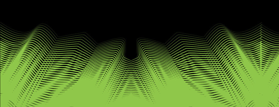 Abstract lime green wavy lines on a dark background