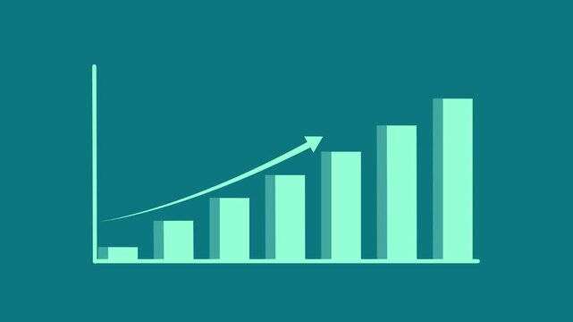 Business graph and bar chart, Business Financial Growing Business Income and Earnings. business growth target graph bar animation on a cyan background. 